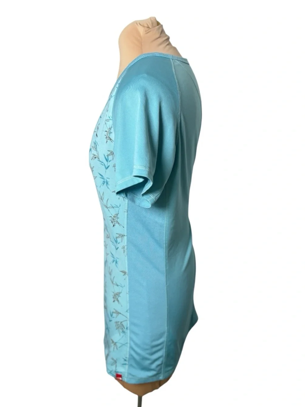 THE NORTH FACE Blue Bamboo Print Athletic Top Size M - Picture 3 of 11